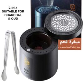 Upgraded Bakhoor Burner High Quality Electronic 2-in-1 Charcoal Incense Holder Black – X030