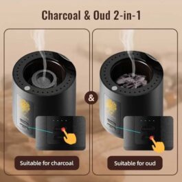 Upgraded Bakhoor Burner High Quality Electronic 2-in-1 Charcoal Incense Holder Black – X030