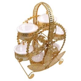 Luxury Gold-Plated Fruit & Snack Serving Tray Elegant Multi-Compartment Dessert & Appetizer Stand – YY-001