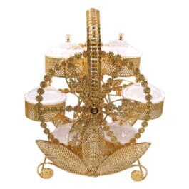 Luxury Gold-Plated Fruit & Snack Serving Tray Elegant Multi-Compartment Dessert & Appetizer Stand – YY-001