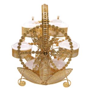 Luxury Gold-Plated Fruit & Snack Serving Tray Elegant Multi-Compartment Dessert & Appetizer Stand - YY-001