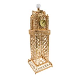 Medium size Incense Burner Clock Royal Tower Design Floor-Standing Oud Holder Charcoal Censer Gold for Home Office Decore