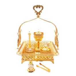 Luxurious Metal Incense Burner Set Oud Bakhoor and Perfume Holder Best for Ramadan, Home Fragrance and Decore – DT-002