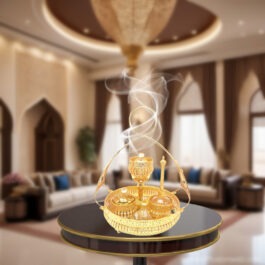 Luxurious Metal Incense Burner Set Oud Bakhoor and Perfume Holder Best for Ramadan, Home Fragrance and Decore – DT-003