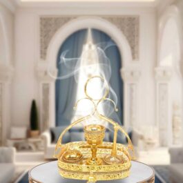 Luxurious Metal Incense Burner Set Oud Bakhoor and Perfume Holder Best for Ramadan, Home Fragrance and Decore – DT-004