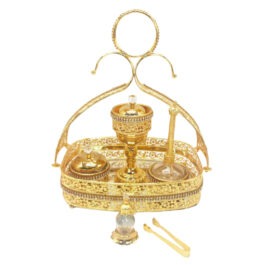 Luxurious Metal Incense Burner Set Oud Bakhoor and Perfume Holder Best for Ramadan, Home Fragrance and Decore – DT-004