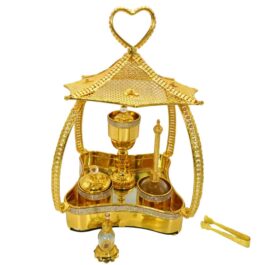 Luxurious Metal Incense Burner Set Oud Bakhoor and Perfume Holder Best for Ramadan, Home Fragrance and Decore – DT-018