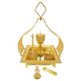 Luxurious Metal Incense Burner Set Oud Bakhoor and Perfume Holder Best for Ramadan, Home Fragrance and Decore – DT-019