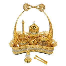 Luxurious Metal Incense Burner Set Oud Bakhoor and Perfume Holder Best for Ramadan, Home Fragrance and Decore – DT-023