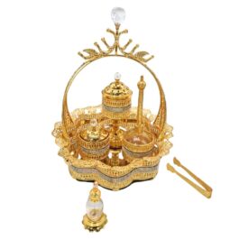 Luxurious Metal Incense Burner Set Oud Bakhoor and Perfume Holder Best for Ramadan, Home Fragrance and Decore – DT-024