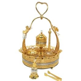 Luxurious Metal Incense Burner Set Oud Bakhoor and Perfume Holder Best for Ramadan, Home Fragrance and Decore – DT-026