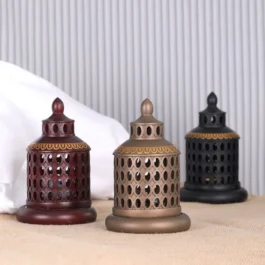 Lantern Style Resin Incense Burner | Matte Brown & Gold Bakhoor Holder – LR20966