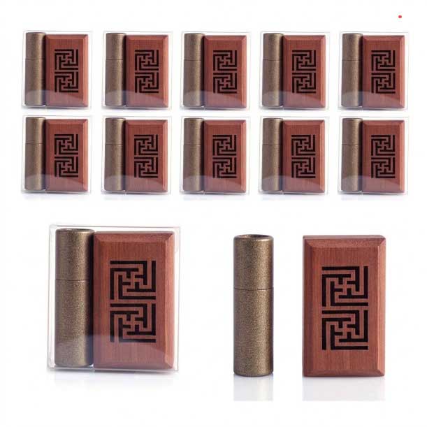 Bakhoor Bosidin- 12 sets Wooden Oud Incense Burner Mini Set with 10pcs 2mm Oud Sticks – A58-1-BW-12
